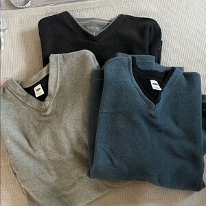 Old Navy Men's V-Neck Sweater Trio - Black, Gray, Blue